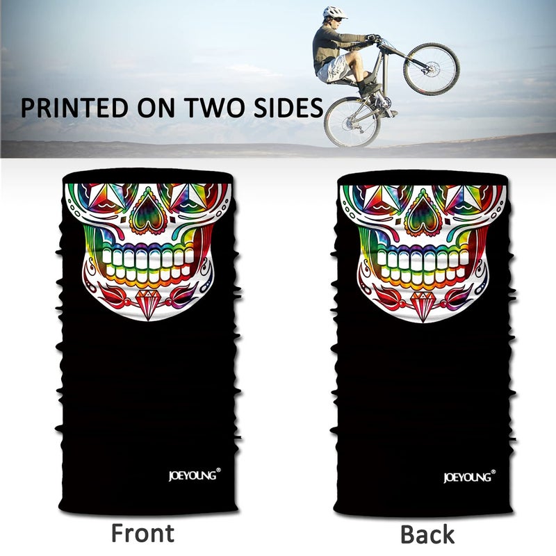 JOEYOUNG Skull Face Mask UV Sun Dust Neck Gaiter Bandana Headwear Motorcycle - Image 4